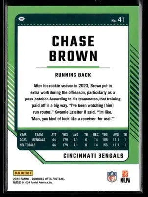 2024 Donruss Optic Chase Brown #41 Cincinnati Bengals - Football Card Single