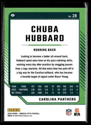 2024 Donruss Optic Chuba Hubbard #28 Carolina Panthers - Football Card Single