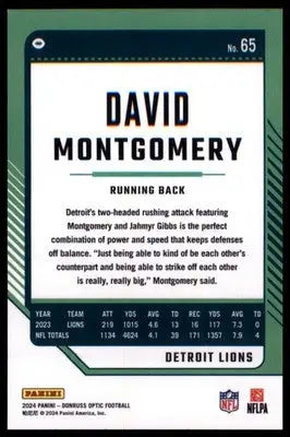 2024 Donruss Optic David Montgomery 65 Detroit Lions