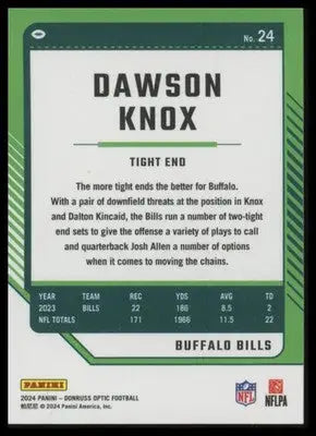 2024 Donruss Optic Dawson Knox 24 Buffalo Bills