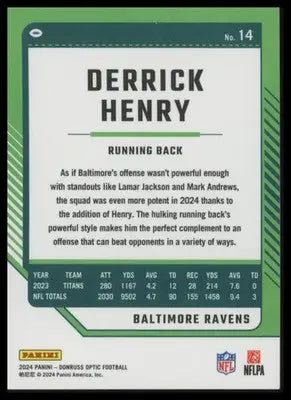 2024 Donruss Optic Derrick Henry 14 Baltimore Ravens