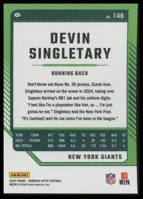 2024 Donruss Optic Devin Singletary 146 New York Giants