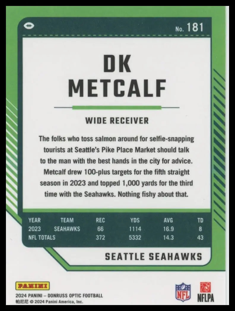 2024 Donruss Optic DK Metcalf 181 Seattle Seahawks - Football Card Single