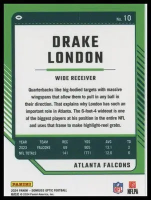 2024 Donruss Optic Drake London 10 Atlanta Falcons