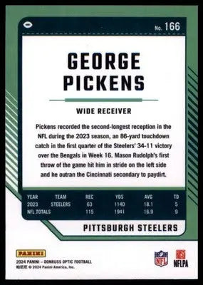 2024 Donruss Optic George Pickens 166 Pittsburgh Steelers