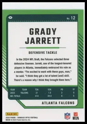 2024 Donruss Optic Grady Jarrett 12 Atlanta Falcons