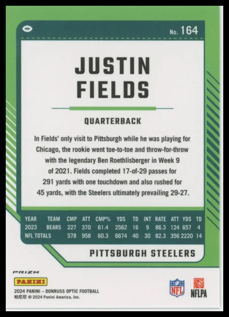 2024 Donruss Optic - Holo Justin Fields 164 Pittsburgh Steelers - Football Card Single