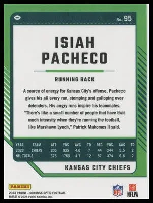 2024 Donruss Optic Isiah Pacheco 95 Kansas City Chiefs