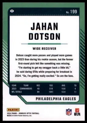 2024 Donruss Optic Jahan Dotson 199 Philadelphia Eagles