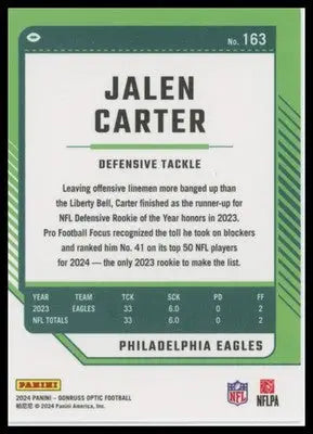 2024 Donruss Optic Jalen Carter 163 Philadelphia Eagles