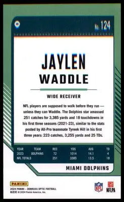 2024 Donruss Optic Jaylen Waddle 124 Miami Dolphins