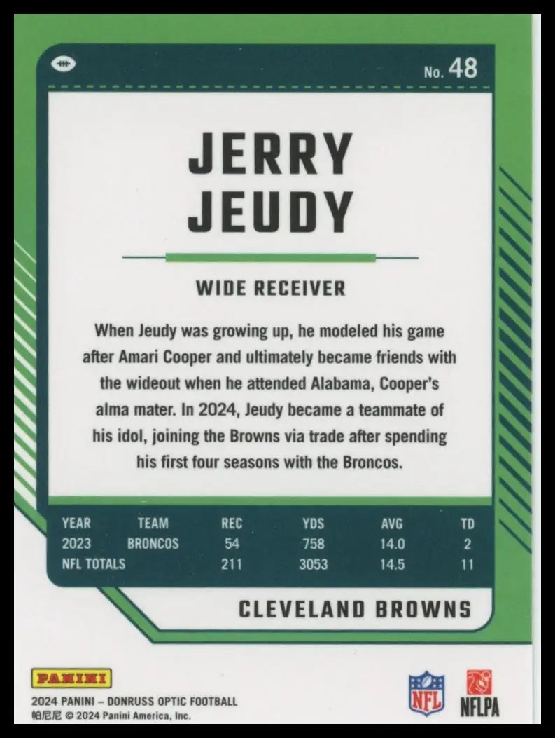 2024 Donruss Optic Jerry Jeudy 48 Cleveland Browns - Football Card Single