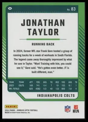 2024 Donruss Optic Jonathan Taylor 83 Indianapolis Colts