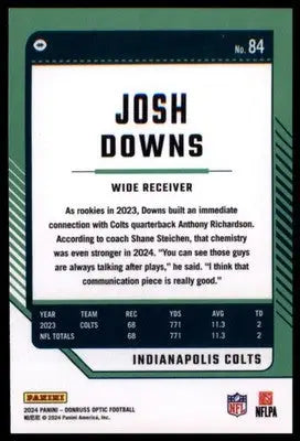 2024 Donruss Optic Josh Downs 84 Indianapolis Colts