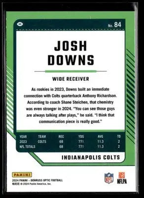 2024 Donruss Optic Josh Downs #84 Indianapolis Colts - Football Card Single