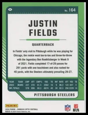 2024 Donruss Optic Justin Fields 164 Pittsburgh Steelers