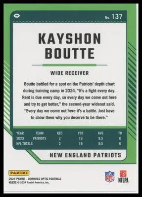 2024 Donruss Optic Kayshon Boutte 137 New England Patriots