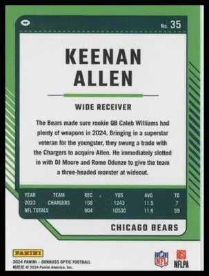 2024 Donruss Optic Keenan Allen 35 Chicago Bears