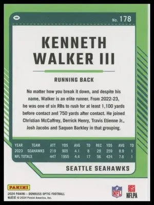 2024 Donruss Optic Kenneth Walker III 178 Seattle Seahawks