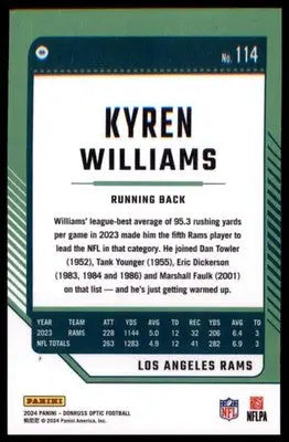 2024 Donruss Optic Kyren Williams 114 Los Angeles Rams