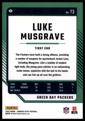 2024 Donruss Optic Luke Musgrave 73 Green Bay Packers