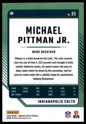2024 Donruss Optic Michael Pittman Jr. 85 Indianapolis Colts