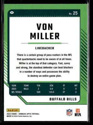 2024 Donruss Optic Von Miller #25 Buffalo Bills - Football Card Single