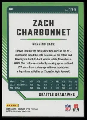 2024 Donruss Optic Zach Charbonnet 179 Seattle Seahawks