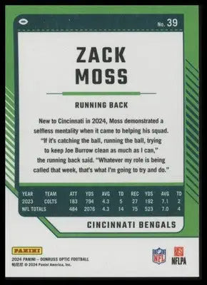 2024 Donruss Optic Zack Moss 39 Cincinnati Bengals