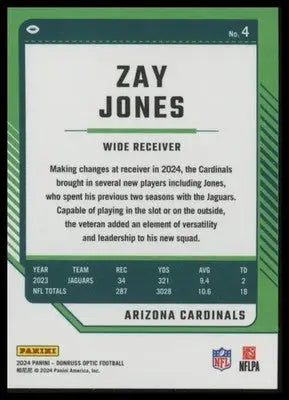 2024 Donruss Optic Zay Jones 4 Arizona Cardinals