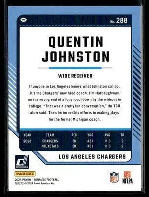 2024 Donruss - Press Proof Black Quentin Johnston #288 #/10 Los Angeles Chargers - Football Card Single