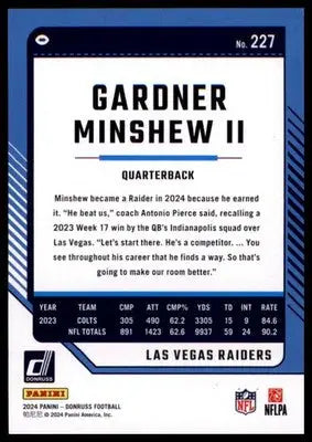 2024 Donruss - Press Proof Blue Gardner Minshew II 227 Las Vegas Raiders - Football Card Single