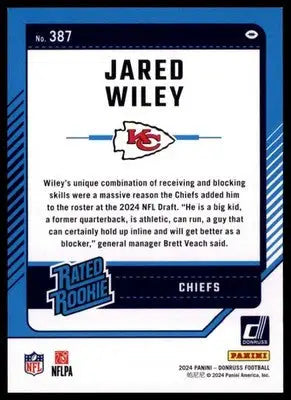 2024 Donruss - Press Proof Blue Jared Wiley 387 Kansas City Chiefs - Football Card Single