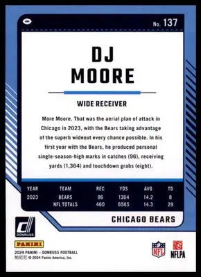 2024 Donruss - Press Proof Green DJ Moore 137 Chicago Bears - Football Card Single