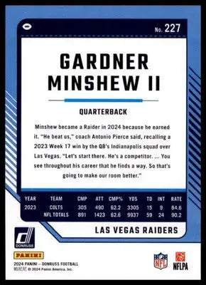 2024 Donruss - Press Proof Green Gardner Minshew II 227 Las Vegas Raiders - Football Card Single