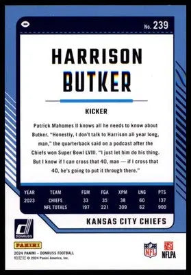 2024 Donruss - Press Proof Green Harrison Butker 239 Kansas City Chiefs - Football Card Single