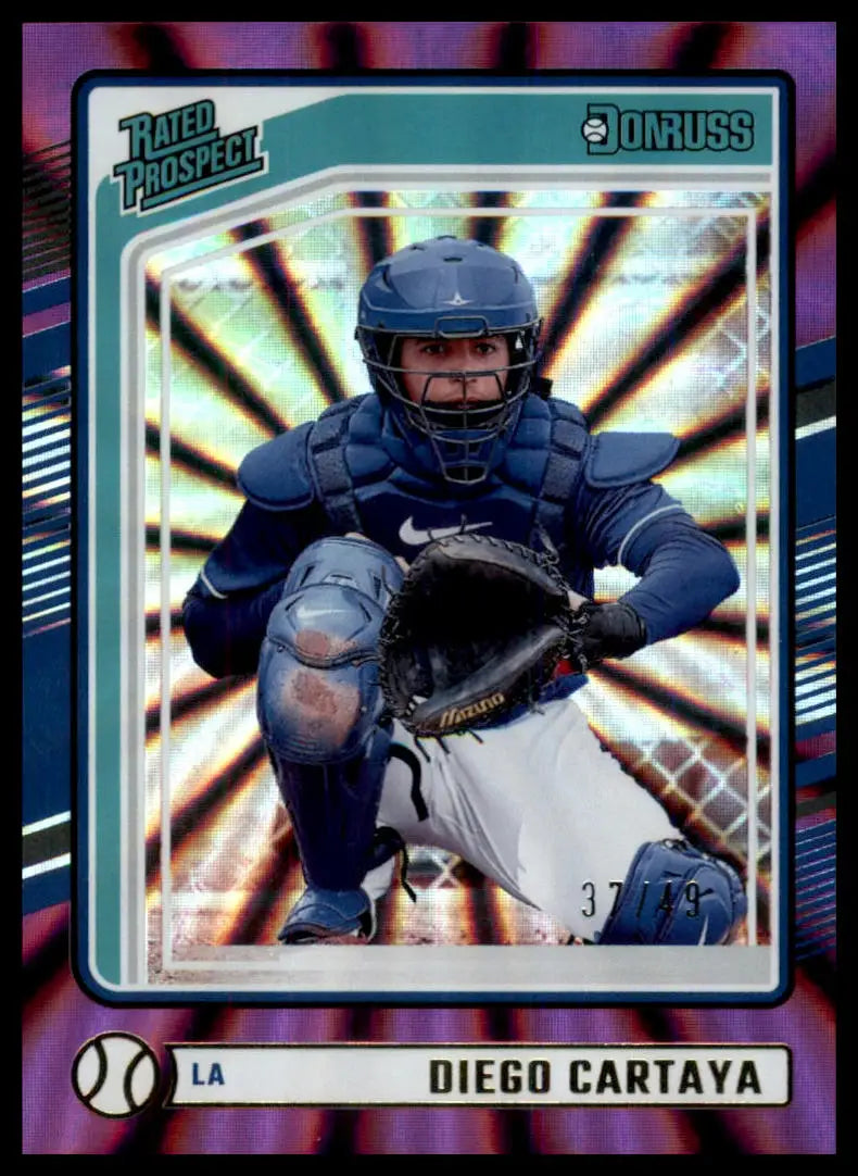 2024 Donruss - Purple Laser Diego Cartaya 172 /49 Los Angeles Dodgers NM - Baseball Card Single