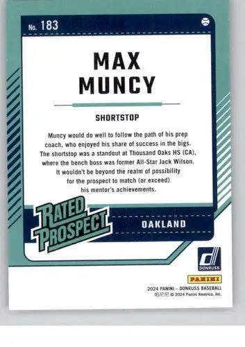 2024 Donruss Red and Blue #183 Max Muncy NM-MT RC Rookie Rated Prospect ID:74782 - Baseball Card Single