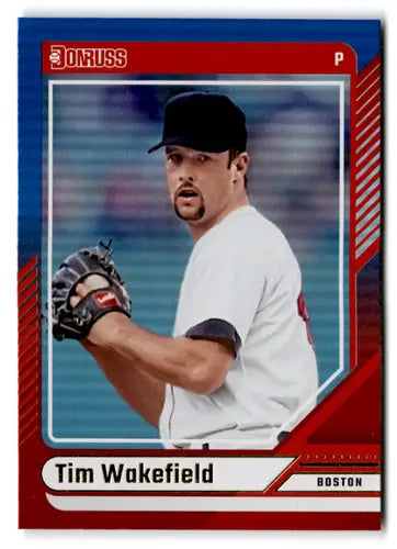 Original gloss Donruss Red and Blue Tim Wakefield baseball card from 2024 Donruss series
