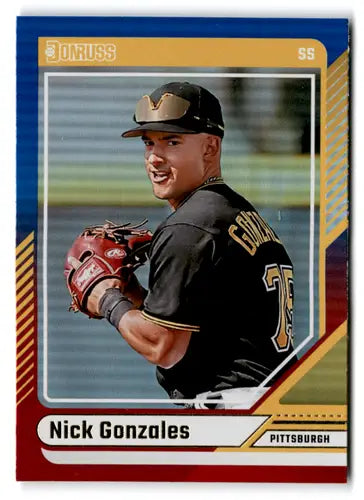 Original gloss Donruss Red and Blue Nick Gonzales baseball card from 2024 Donruss NM near mint