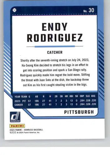 2024 Donruss Red and Blue #30 Endy Rodriguez NM-MT Pirates ID:74135 - Baseball Card Single