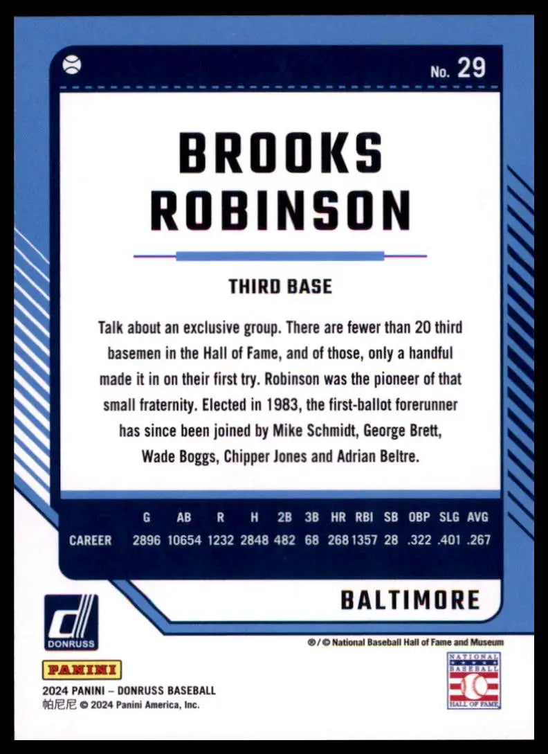 2024 Donruss - Red and Blue Brooks Robinson 29 Baltimore Orioles NM - Baseball Card Single