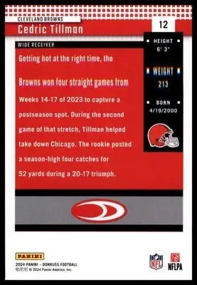2024 Donruss - Retro 2004 Cedric Tillman 12 Cleveland Browns - Football Card Single