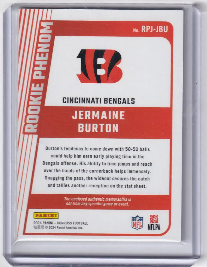 2024 DONRUSS #RPJ-JBU JERMAINE BURTON PATCH- CINCINNATI BENGALS