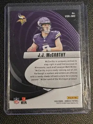 2024 Donruss #VOR-JMC J.J. McCarthy Vortex - Football Card Single