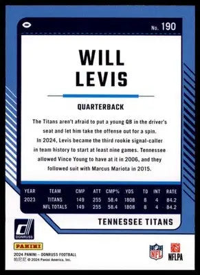 2024 Donruss Will Levis 190 Tennessee Titans - Football Card Single