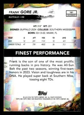 2024 Finest #181 Frank Gore Jr. Checkerboard Refractor - Football Card Single