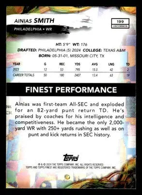 2024 Finest #199 Ainias Smith - Football Card Single