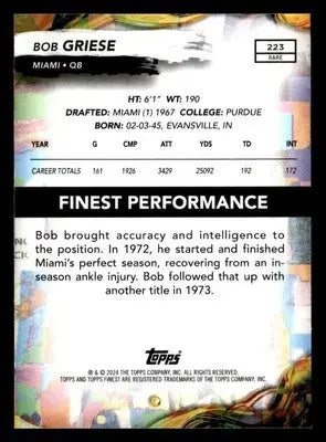 2024 Finest #223 Bob Griese Purple Refractor #/125 - Football Card Single