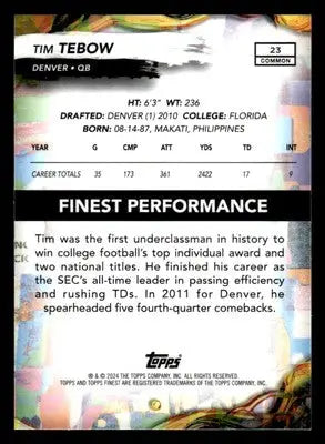 2024 Finest #23 Tim Tebow - Football Card Single